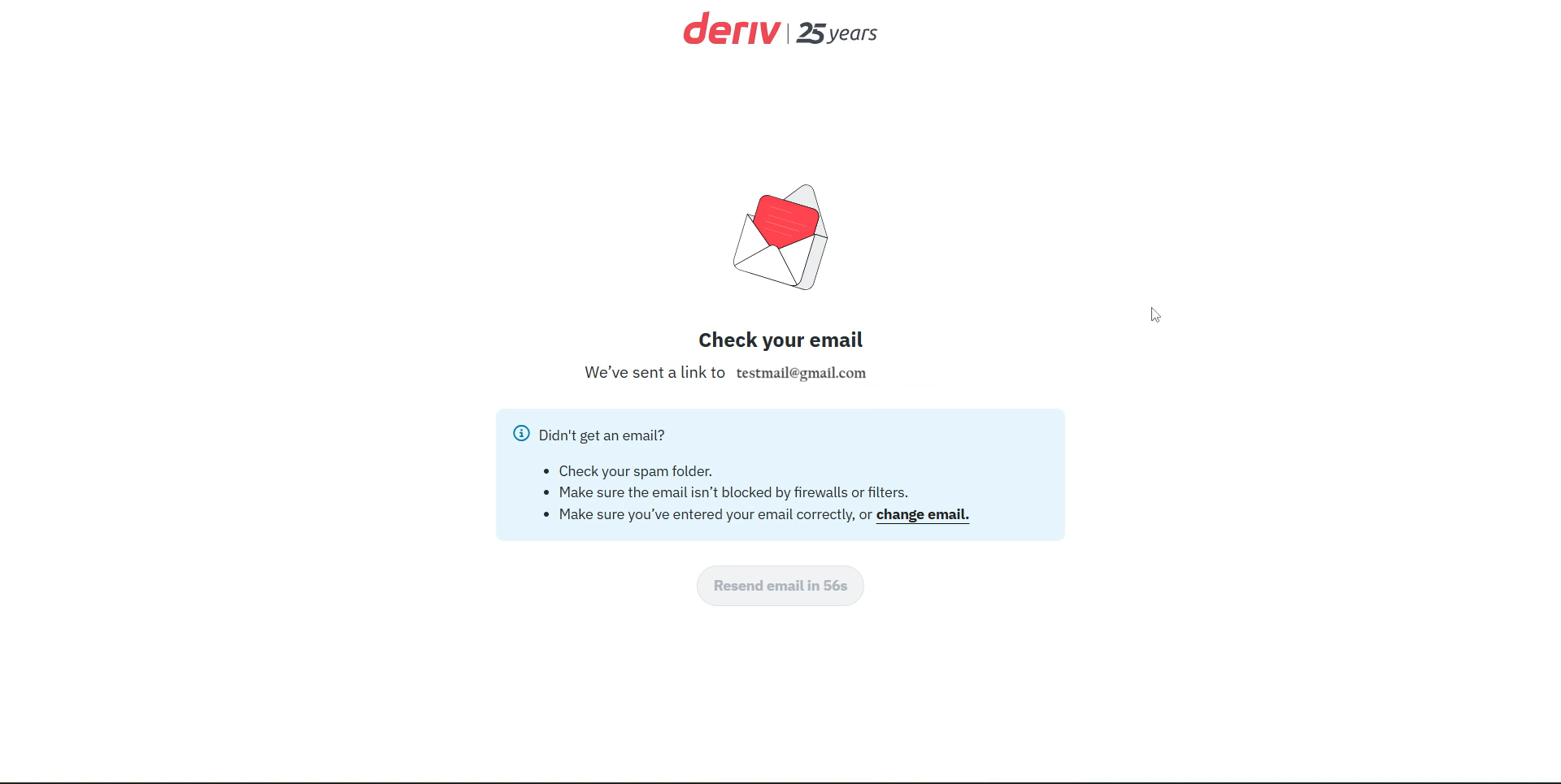 Check your email screen after signing up