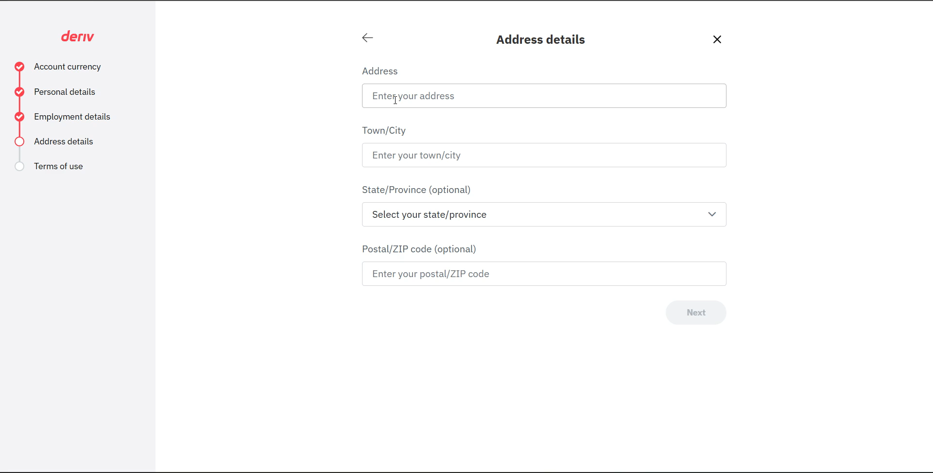 Address details form